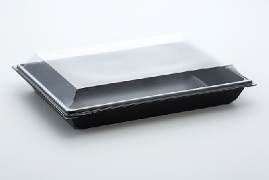 vaisselles-jetables / assiette-rectangle-noir-900-ml-a-couvercle